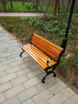 Outdoor anticorrosive wood leisure chair garden backrest seat solid wood bench square Park outdoor leisure chair
