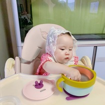 Removable water injection bowl Insulation bowl spoon set Childrens baby auxiliary food bowl Anti-fall and anti-hot tableware Baby suction cup bowl