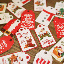 Christmas white card tag New Year festival red and white hanging card Gift packaging Message card accessories