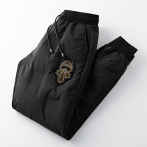 Goose big Goose warm heart hot hot sale Mens down pants thick outdoor tide white Goose down mens pants