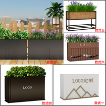 Custom wrought iron outdoor flower box combination outdoor shopping mall Commercial Street Square with rectangular planting box flower trough