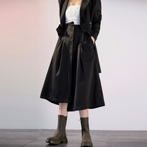 MEIYANG MEIYANG Ebony rose skirt black a-shaped irregular long temperament Umbrella Spring and Autumn women