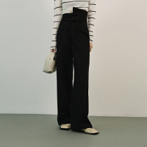Mei Yang MEIYANG (spot) staggered time and space suit pants plus velvet high waist straight wide legs casual trousers