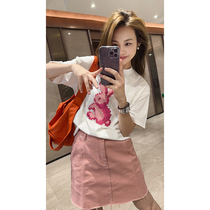Meiyang Meiyang Powder Ballet Cowboy Short Romantic Sweet Stereo Division High Waist A - Length Hairy Skirt