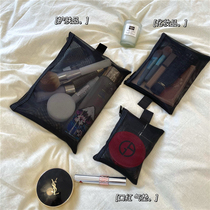 ins blogger recommends simple black mesh visual portable cosmetic bag lipstick envelope makeup skin care bag