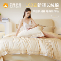 160 Xinjiang long suede cotton four pieces A class A full cotton pure cotton 100S bed linen quilt cover spring bed 1258