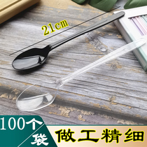 21cm disposable plastic book also burned grass spoon long handle Individually packaged milk tea shop coffee long spoon extended spoon