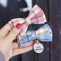 Cute gentleman Teddy bear bow tie Bell collar Pet cat Laser lettering anti-loss custom identity card