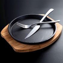 Western food Iron Plate Round household Korean barbecue pan steak plate thick steak plate thick steak fried plate restaurant commercial