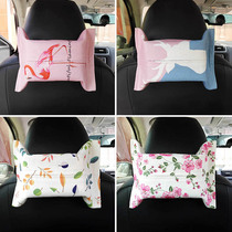 Car tissue box ins sun visor creative hanging paper bag car car back cotton linen cute car tissue cover