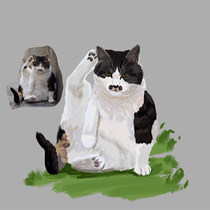 Q version of pet head cartoon cat and dog custom hand Board painting design manuscript pattern comic DIY realistic moving Xiao rabbit