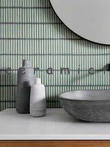 Kiln change mosaic tile retro small strip green restaurant background wall aisle toilet wall tile designer section