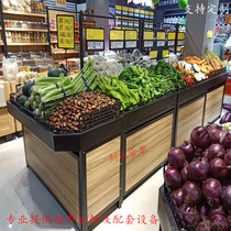 Supermarket fruit display rack Lifting fresh vegetable rack Convenience store steel wood fruit and vegetable rack Shopping mall Nakajima