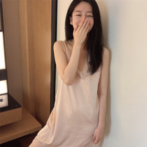 Teenage Girl with Rose Temperament Lady Harnesses Sleeping Dresses Pyjamas Two Sets Sleeping Dresses Woman Summer Thin Gon Satin Pendant With Skirt