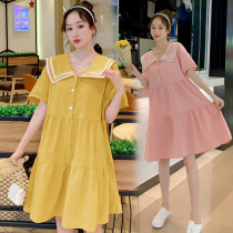  Maternity clothes Summer clothes Summer pregnancy dresses loose fake two-piece non-visible belly-covering skirt summer mid-length section