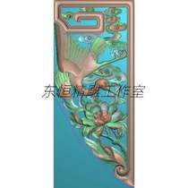  Carved relief figure crane horn flower pine crane horn insertion crane peony cow leg flower entrance Liang Tuohe
