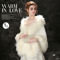 New wedding dress shawl winter bride wedding dress cheongsam toast bridesmaid fur coat thick warm fur
