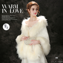 New wedding dress shawl winter bride wedding dress cheongsam toast bridesmaid fur coat thick warm fur