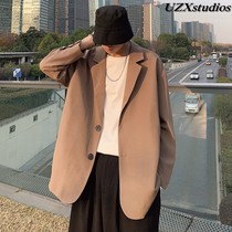 Vintage suit jacket mens fashion ruffian handsome Japanese retro high-end Korean version loose small suit top clothes