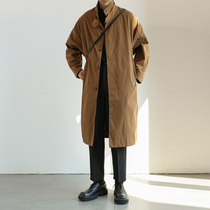 MOGERN autumn and winter temperament retro stand collar over the knee long trench coat men Japanese Korean style loose casual coat coat