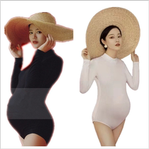 Pregnant womens new photo costume photo studio sexy bag body slim black and white jumpsuit personality private photo dress