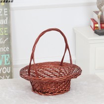 Rattan flower basket bamboo weaving performance small basket Wicker wedding basket props basket dance basket straw fruit basket