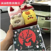 Thickened winter plus velvet floor socks warm sleep socks to send girls creative gifts coral velvet Christmas socks gift box
