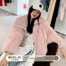 Chen pomelo 2021 autumn and winter new imported whole leather fox fur coat women short loose wool coat