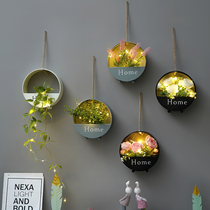 Creative hanging decoration on living room wall bedroom wall decoration dining room wall decoration simulation plant flower wall hanging net red wall pendant