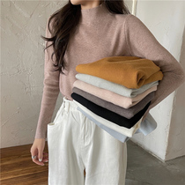 2021 early autumn coat new semi-high neck long sleeve French sweater womens base shirt autumn winter lazy sweater