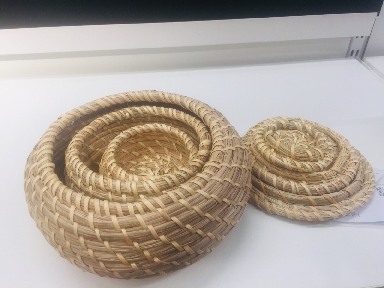 IKEA Domestic Flacken Covered Storage Box 3-piece set of seagrass basket bathroom to collect small buckets