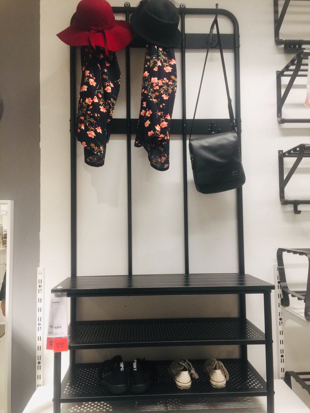 Domestic IKEA home Penig shoes bench with coat rack black