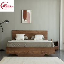 Solid wood bei ou gentry qi cheng pressure storage black walnut 1 8 meters double high box drawer suspended bed-floor heating