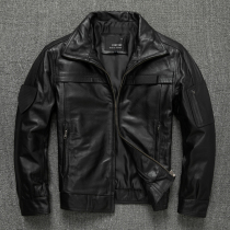 2021 New Air Force flight suit first layer cowhide leather leather leather mens bomber jacket plus size coat