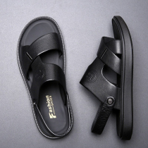 Mens sandals 2022 Summer new Roman shoes genuine leather casual Soft bottom sandals external wear Dual-use Beach Shoe Male Tide