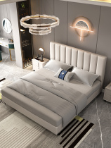 Modern light luxury style leather bed Master bedroom double bed 1 8 meters 1 5 meters Nordic simple Italian storage net red wedding bed