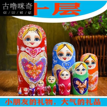 Kit Roof Russian features 10 layers of Chinese wind male female cartoon cute hand-painted wooden toy shake 100