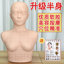 Skin management head model beauty salon learning facial acupoint massage practice dummy bald head model with shoulders