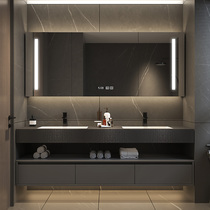 Light luxury slate integrated bathroom cabinet combination simple seamless stitching washbasin bathroom smart washbasin cabinet