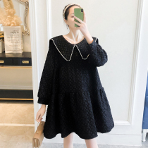 Pregnant women autumn dress loose small man autumn fashion sweet lapel collar doll skirt size skinny skirt