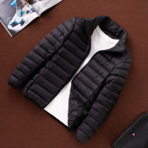 2021 New thin down jacket men collar slim slim light down jacket large size young men hooded tide