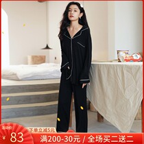 Modal long sleeve pajamas Ladies Spring and Autumn Winter Korean leisure home clothes large size fat MM two-piece set can be worn outside