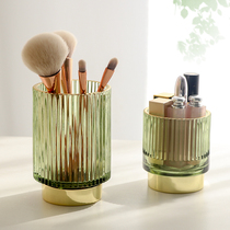 Light luxury glass comb storage bucket Nordic ins Tuyere Red cosmetics makeup brush storage tube Eyebrow pencil tube girls