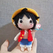 One piece Luffy handmade diy wool knitting crochet pendant non-finished doll doll electronic illustration tutorial