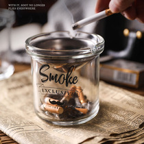 Nordic Funnel Glass Ashtrays Ins Anti Fly Ash Home Living Room Office With Lid Creative Tide Smoke Cylinders