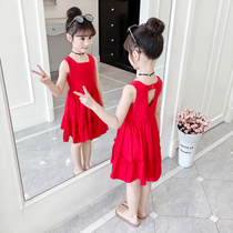 Girl Dress Dress Summer Dress 2022 New CUHK Children Vest Skirt Summer Little Girl Net Red Princess Nepotism