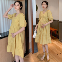 Pregnant women dress summer loose late pregnancy European and American style French size fashion summer temperament hipster skirt