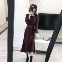 European station 2021 autumn new celebrity wind skirt temperament senior fishtail skirt waist slim dress women