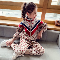 Korean girls golden velvet set 2021 autumn new foreign atmosphere children casual thick fashionable two-piece tide