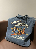 Heavy-duty embroidery retro blue season ~ one hand per person practical and good back denim washed large-capacity shoulder bag